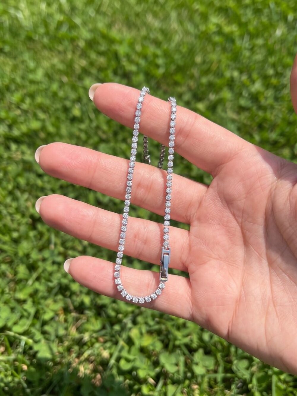 Womens CZ Tennis Bracelet Silver 7 Inch 2mm Iced Layering 5A Cubic Zirconia